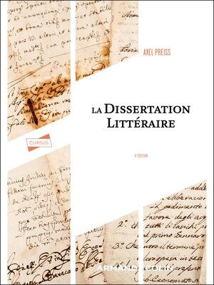 cover image of La Dissertation littéraire--4e éd.